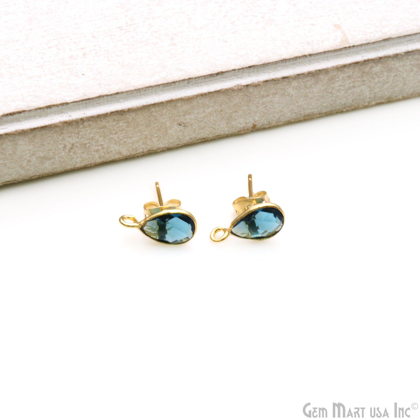 DIY Pears 6x9mm Gold Bail Gemstone stud Earring