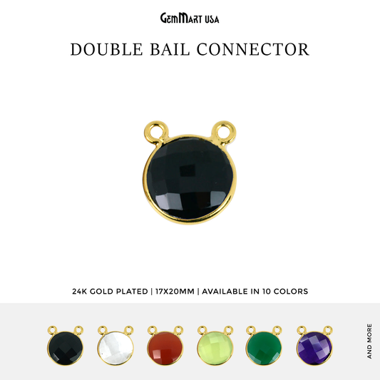 Round 16mm Cat Bail Gold Bezel Gemstone Connector