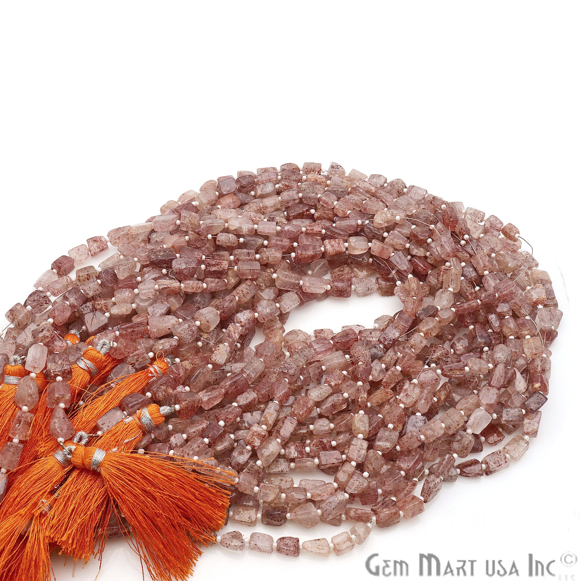 Strawberry Quartz Free Form 9x7mm Tumble Beads Gemstone Strands - GemMartUSA