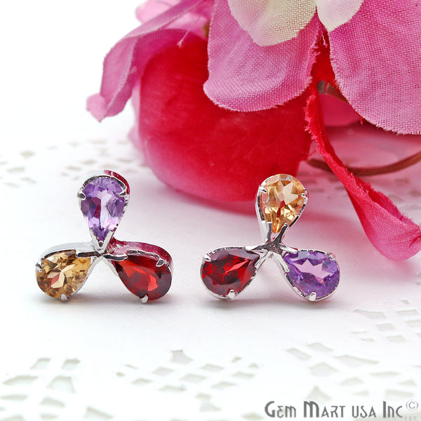 Multi Color 16x11mm Sterling...
