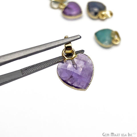 DIY Faceted Heart Shape Gold Edge Necklace Pendant (Pick Your Gemstone) - GemMartUSA