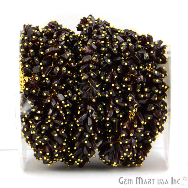Garnet Cube Beads Gold...