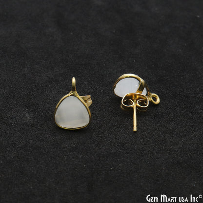 DIY Trillion 8mm Gold Bail Gemstone stud Earring