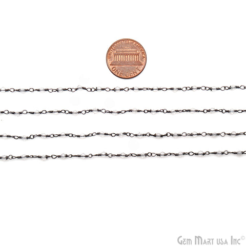 Crystal 2-2.5mm Round Tiny Beads Oxidized Rosary Chain