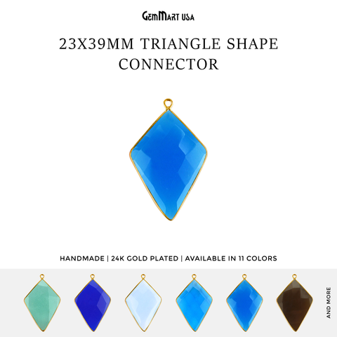 Triangle 23x39mm Single Bail Gold Bezel Gemstone Connector