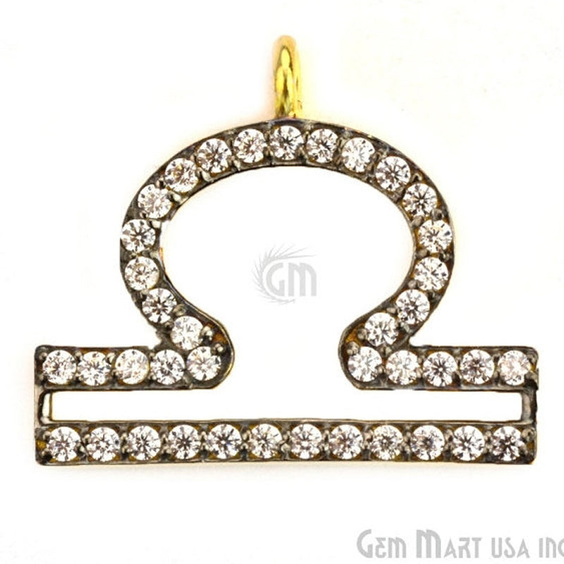 Libra' CZ Pave Gold Vermeil Charm for Bracelet & Pendants - GemMartUSA