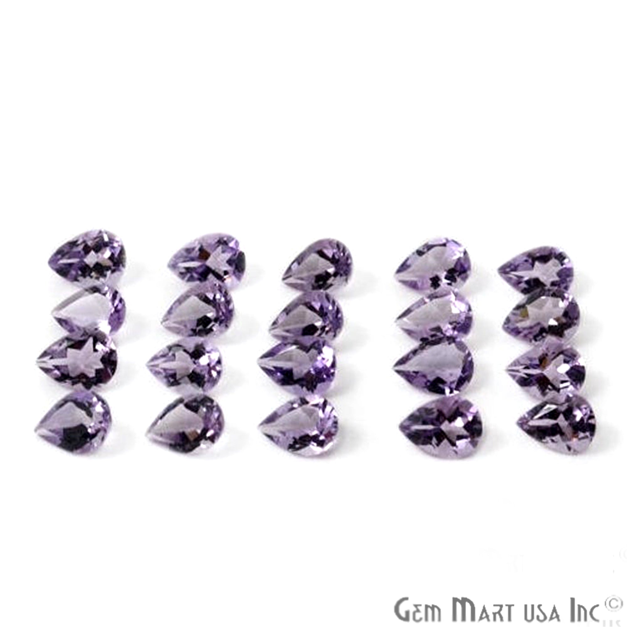 20 cts Amethyst Pears 6x8, Loose Faceted Stone, Amethyst Mix, Amazing Cut and Quality - GemMartUSA