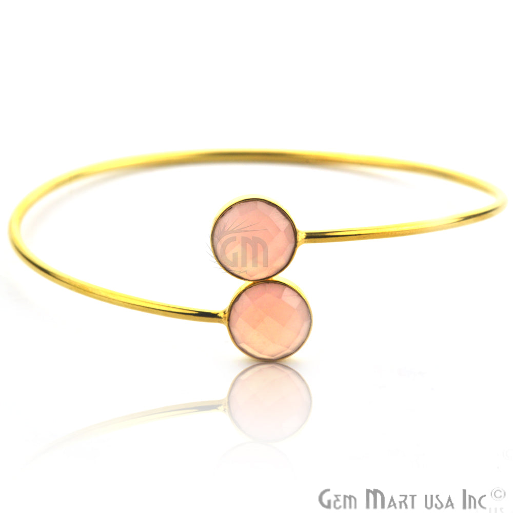 Round 10mm Adjustable Gold Plated Bangle Bracelet (Choose Gemstone) - GemMartUSA