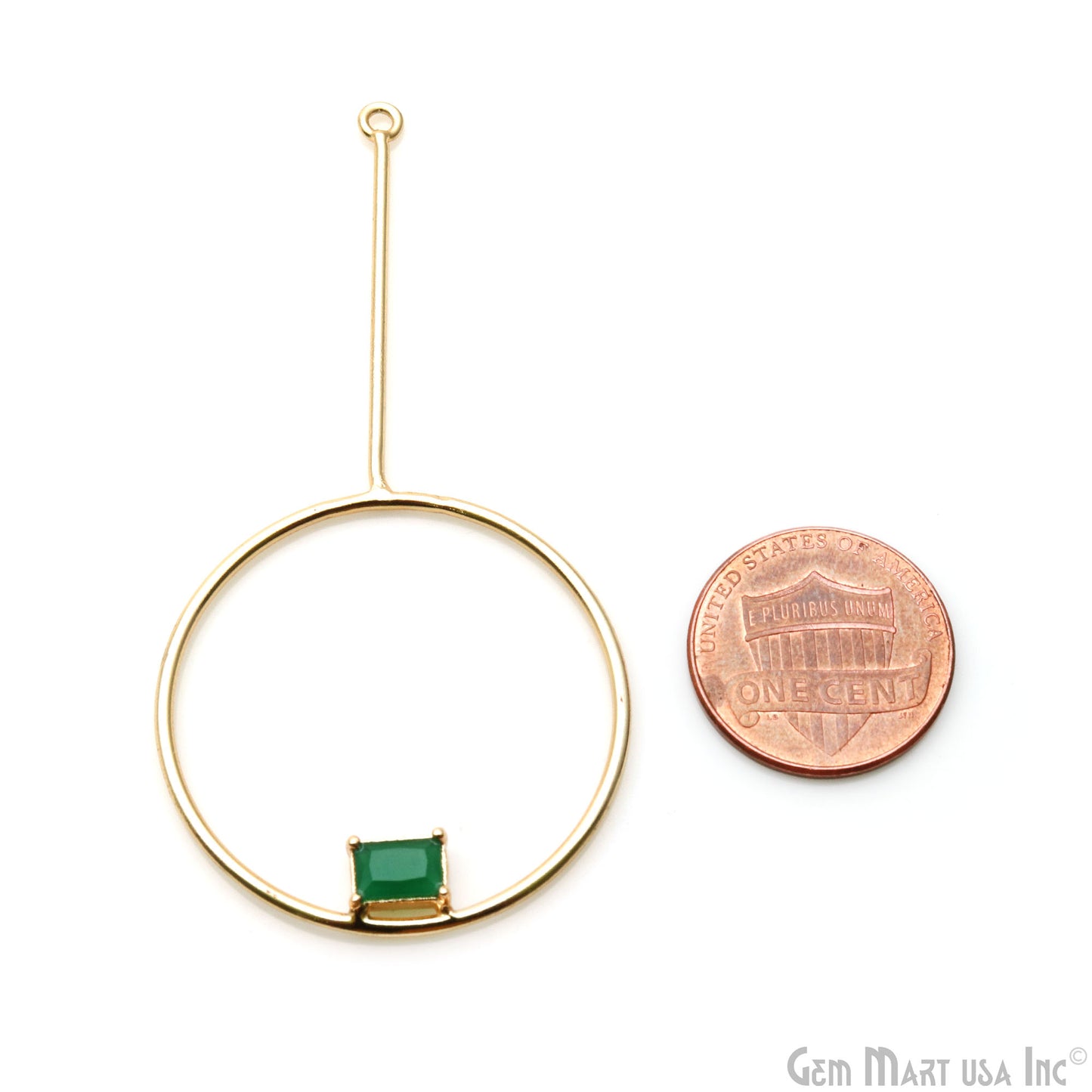 Round Dangler 66x33mm Gold Plated Gemstone Pendant Connector