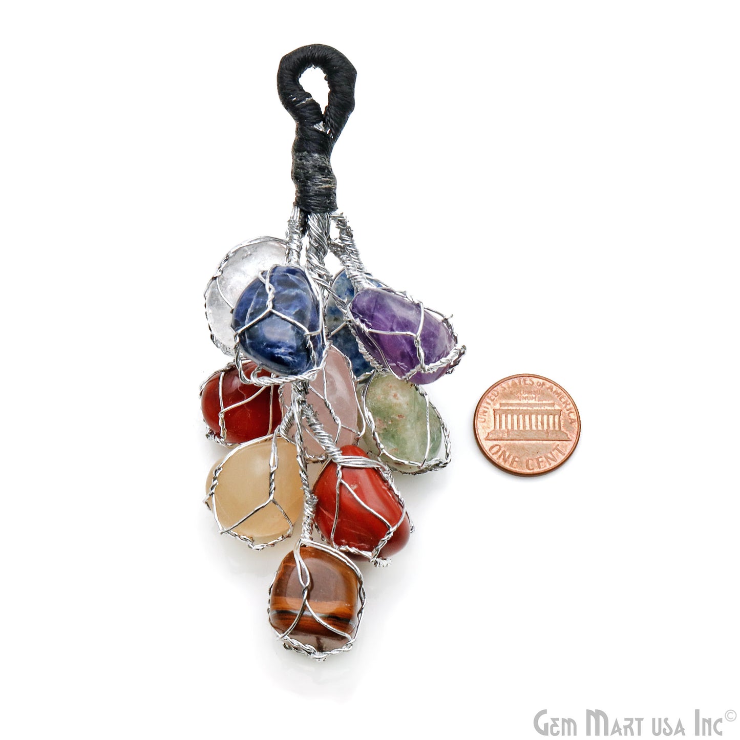 7 Chakra Car Hanger Wire Wrapped Tumbled Cage Sun Catcher car hanger