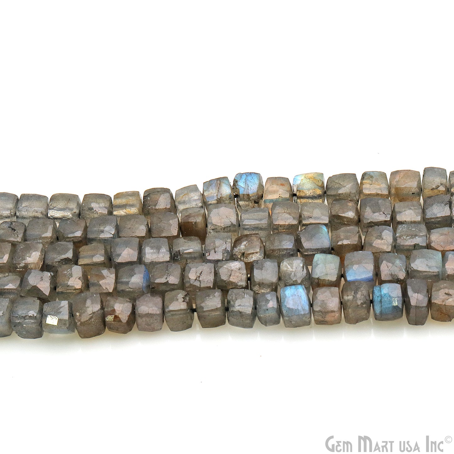 Labradorite Cube Beads, 10.5 Inch Gemstone Strands, Drilled Strung Briolette Beads, Cube Shape, 4-5mm