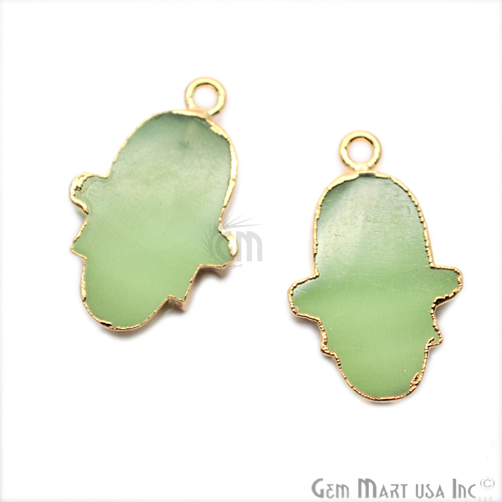 Hamsa Shape 20x15mm Gold Electroplated Gemstone Connector (Pick Your Gemstone) - GemMartUSA