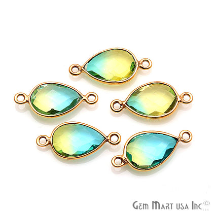 Doublet Aura Quartz 8x12mm Pear Connector (Pick Color,Bail or plating) - GemMartUSA