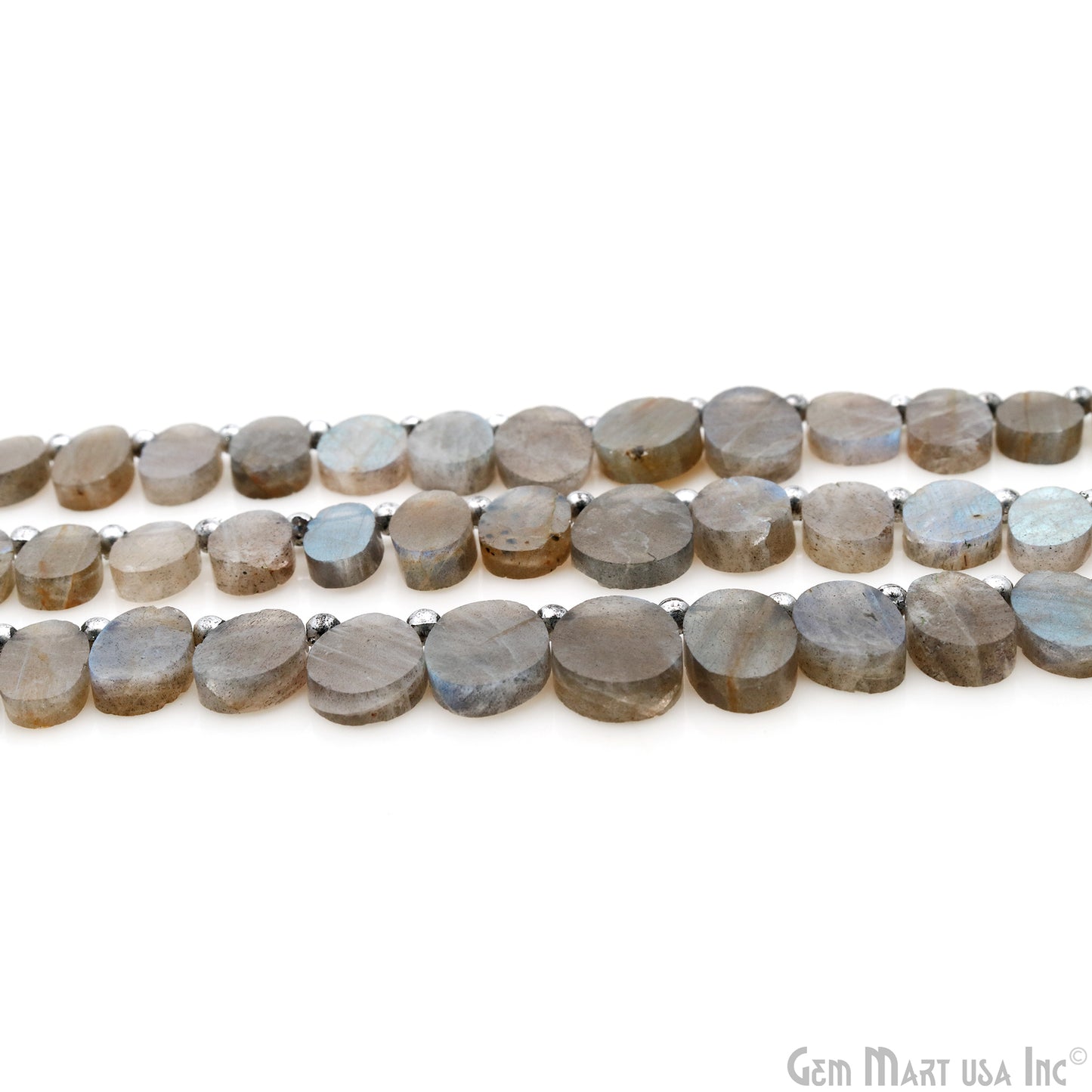 Labradorite Oval Beads, 6 Inch Gemstone Strands, Drilled Strung Briolette Beads, Oval Shape, 8x12mm