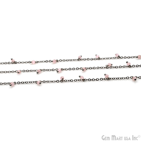 Rose Quartz Faceted Beads 3-4mm Oxidized Cluster Dangle Chain