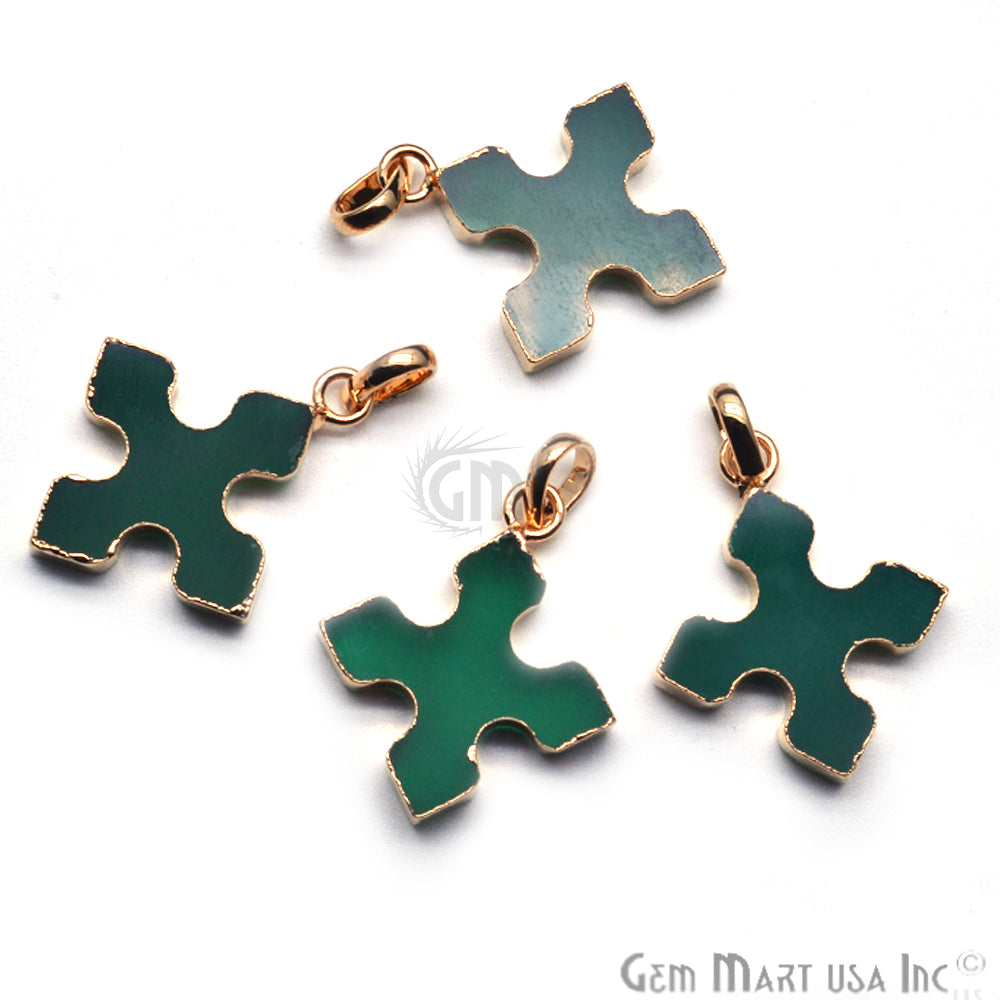 Gold Plated Gemstone 29x25mm Medieval Cross Shape Pendant (Pick Gemstone) - GemMartUSA