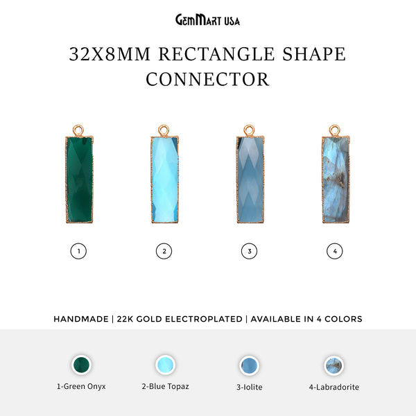 Rectangle 32x8mm Gold Electroplated...
