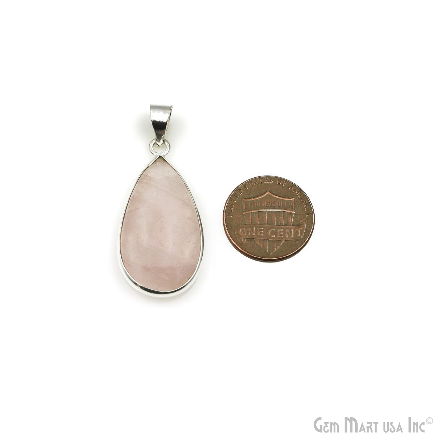 Rose Quartz Gemstone Pears 35x18mm Sterling Silver Necklace Pendant 1PC