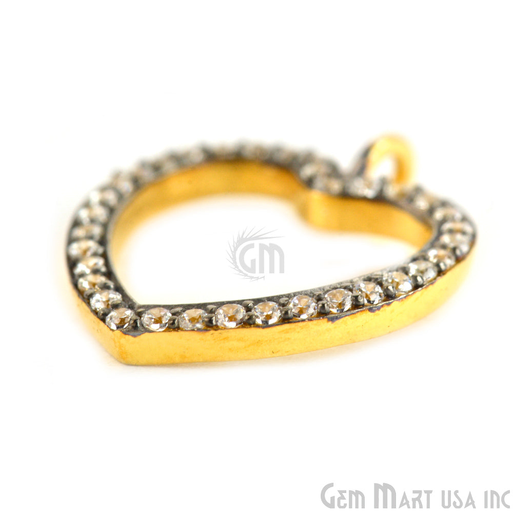 Heart' CZ Pave Gold Vermeil Charm for Bracelet & Pendants - GemMartUSA