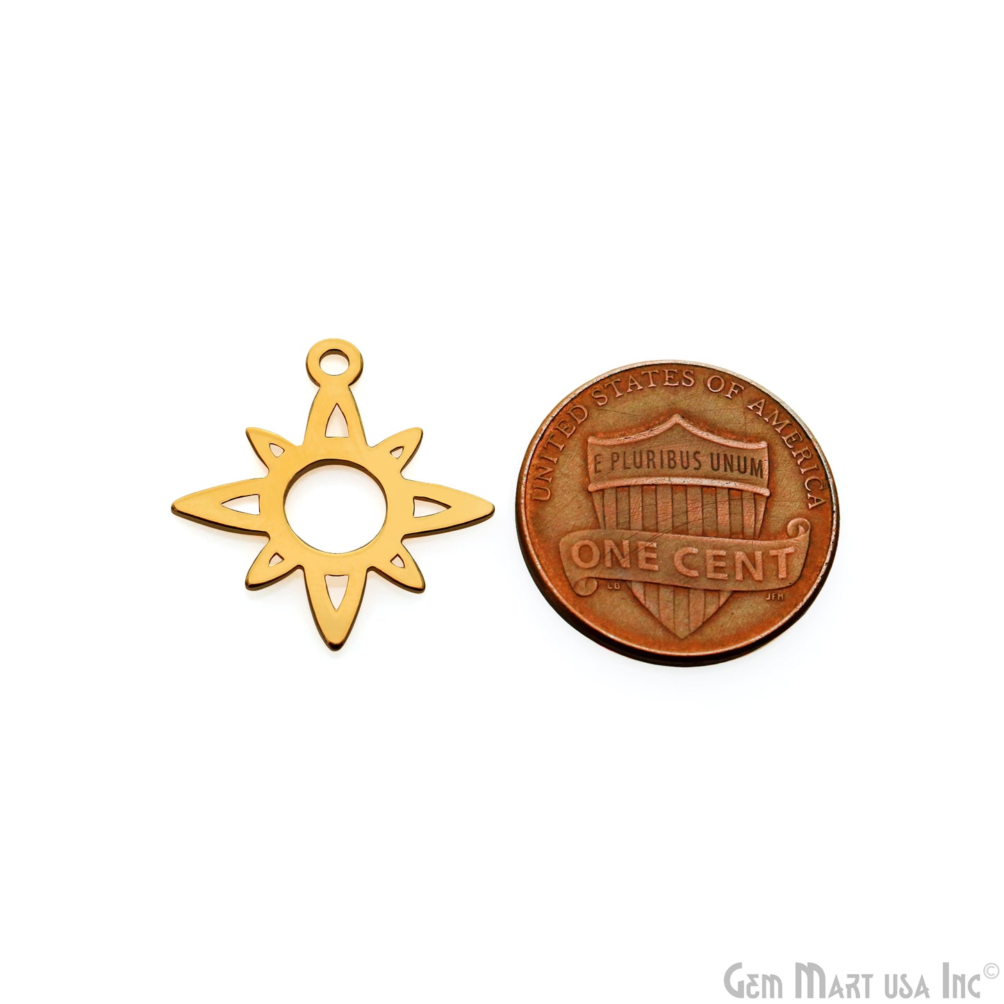 Sun Charm Laser Finding Gold Plated 20x18.8mm Charm For Bracelets & Pendants