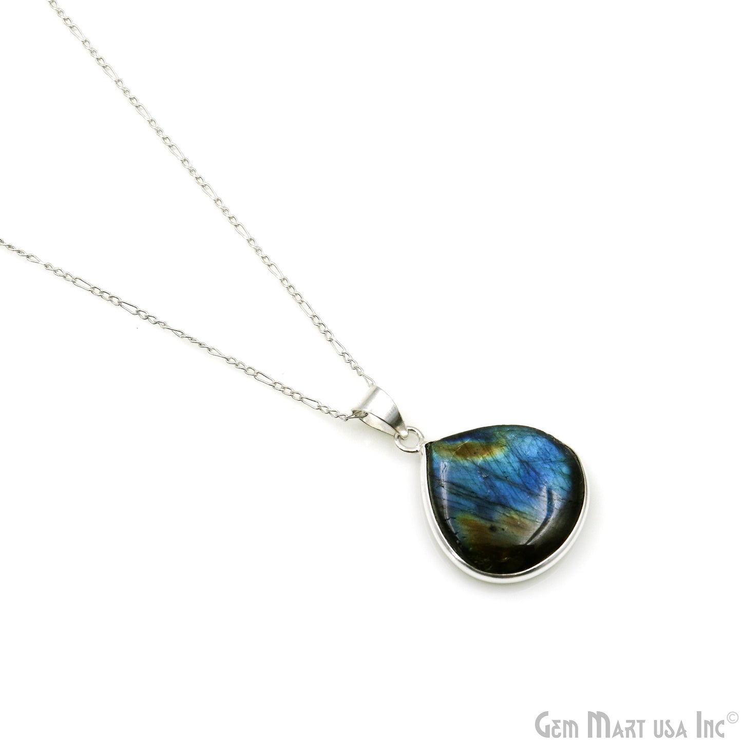 Labradorite Gemstone Heart 29x24mm Sterling Silver Necklace Pendant 1PC