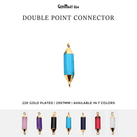 Double Terminated Point 29x7mm Gold Electroplated Gemstone Connector