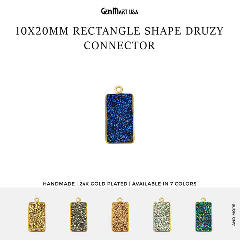 Titanium Druzy 10x20mm Rectangle Single Bail Gold Bezel Gemstone Connector