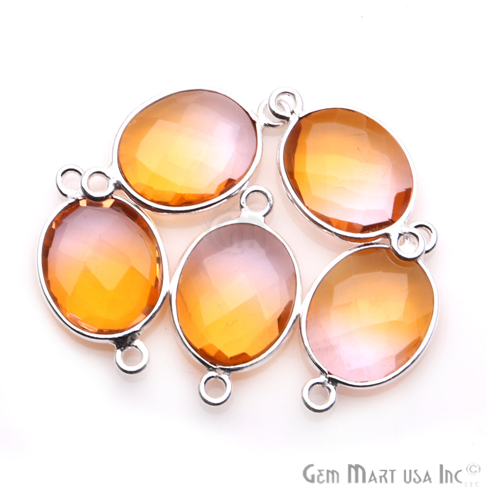 Doublet Aura Quartz 10x12mm Oval Connector (Pick Color,Plating,Bail) - GemMartUSA