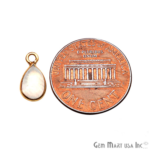 Pear 6x8mm Gemstone Cabochon Gold Plated Bezel Connector (Pick Stone, Bail) - GemMartUSA
