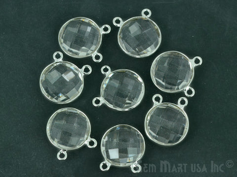 Round 14mm Gemstone Cat Bail Silver Bezel Connector