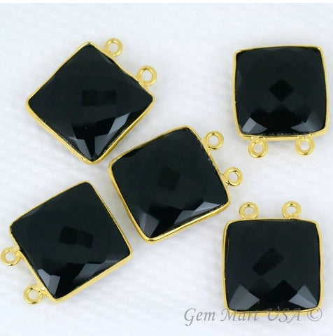 Square 16mm Gemstone Cat Bail Gold Bezel Connector