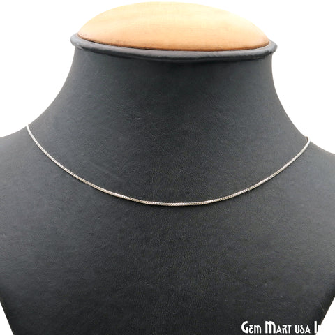 Box Chain Silver Necklace 18 Inch With Lobster Claw Clasp
