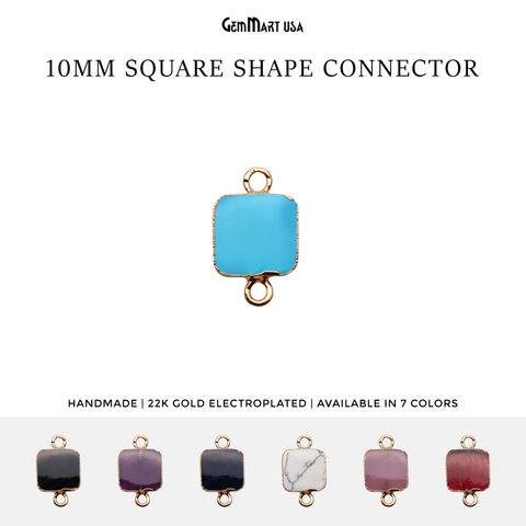 Gold Electroplated 10mm Square Double Bail Gemstone Connector