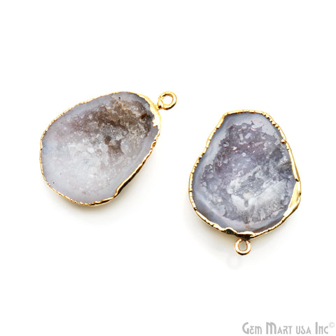 Geode Druzy Gold Electroplated 21x31mm Single Bail Gemstone Connector