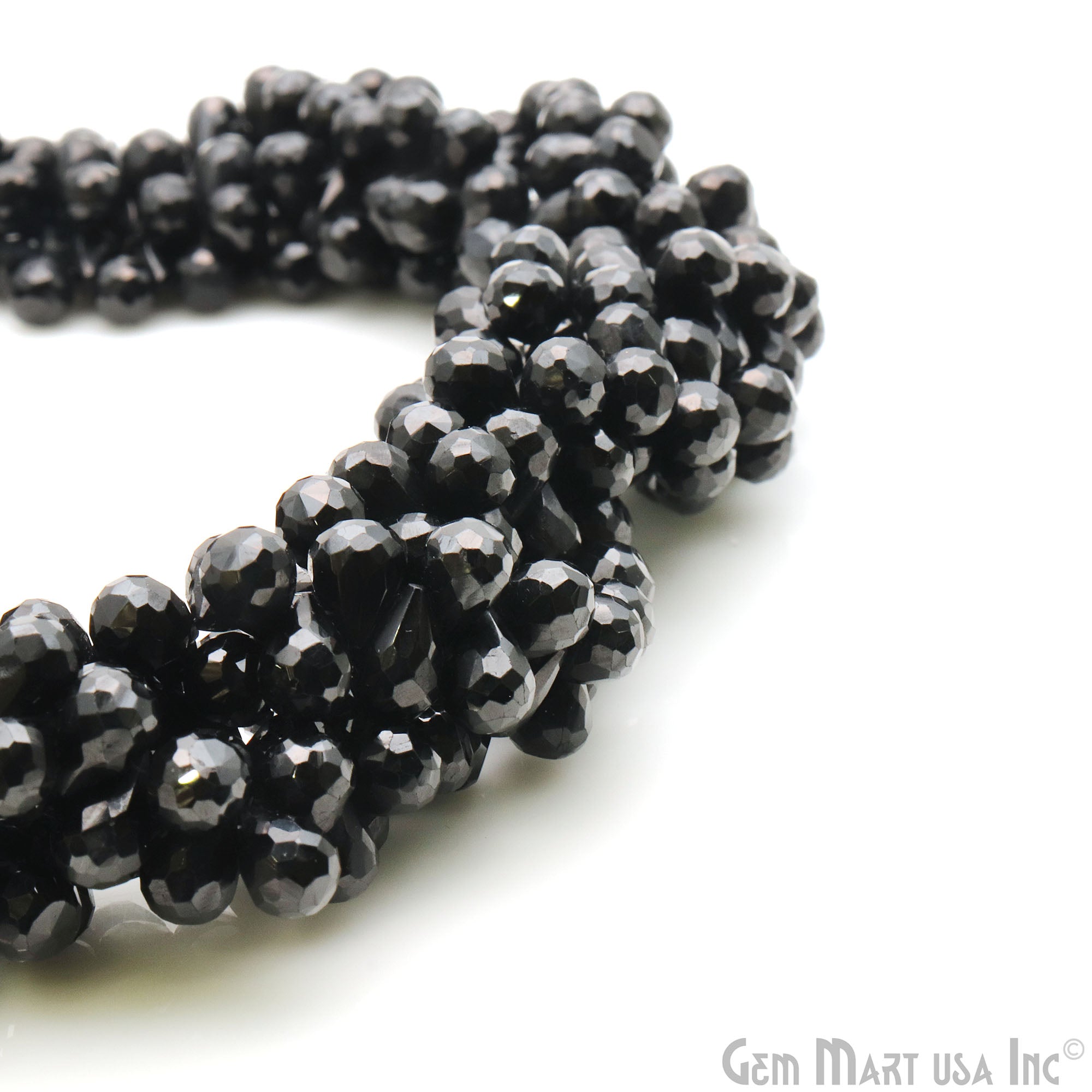 Black Spinel Faceted Gemstone Teardrops 8x6mm Rondelle Beads - GemMartUSA
