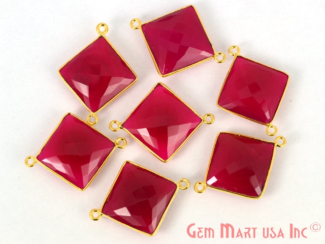 Square 16mm Gold Plated Double Bail Gemstone Connector