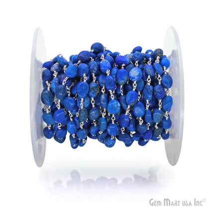 Lapis 8x5mm Tumble Beads Silver Plated Rosary Chain