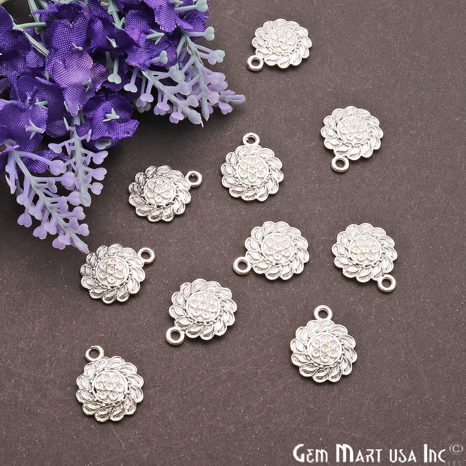 5pc Lot Swirl Flower Finding 18x14mm Chandelier Jewelry Charm (Pick Plating) - GemMartUSA