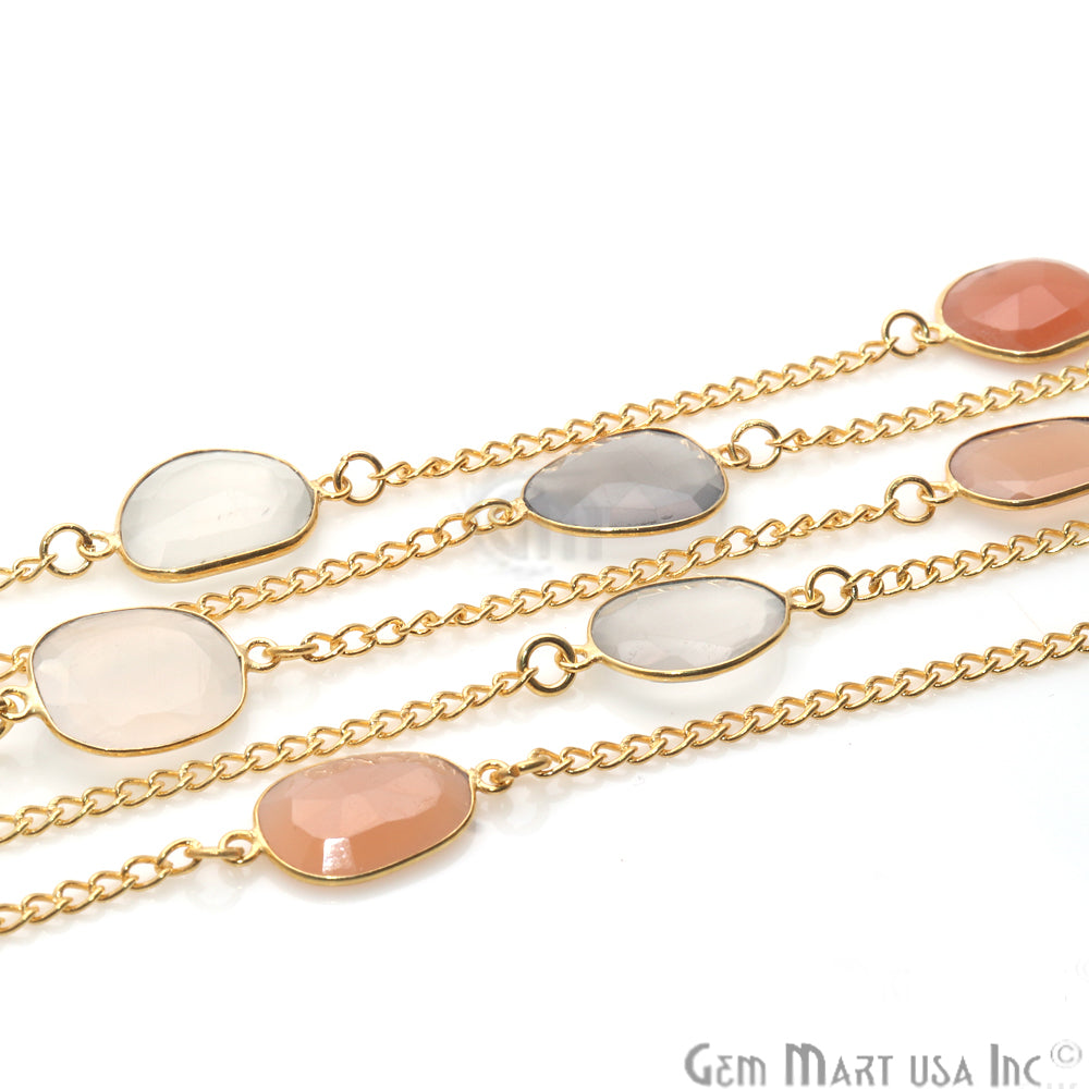 Multi Color Gold Plated 10-15mm Bezel Link Connector Chain - GemMartUSA