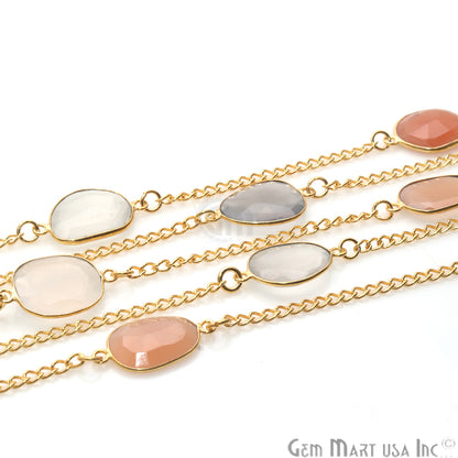 Multi Color Gold Plated 10-15mm Bezel Link Connector Chain - GemMartUSA