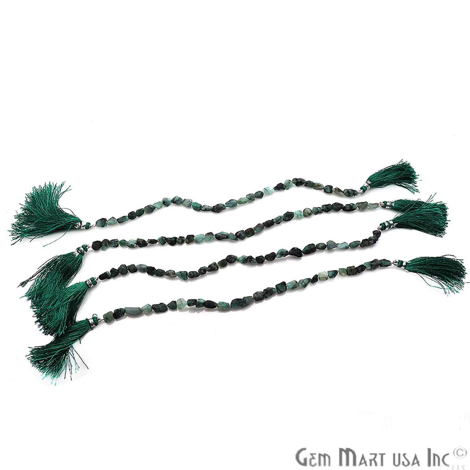 Rough Emerald Gemstone 10x7mm Beaded Handmade Bracelet Rondelle - GemMartUSA