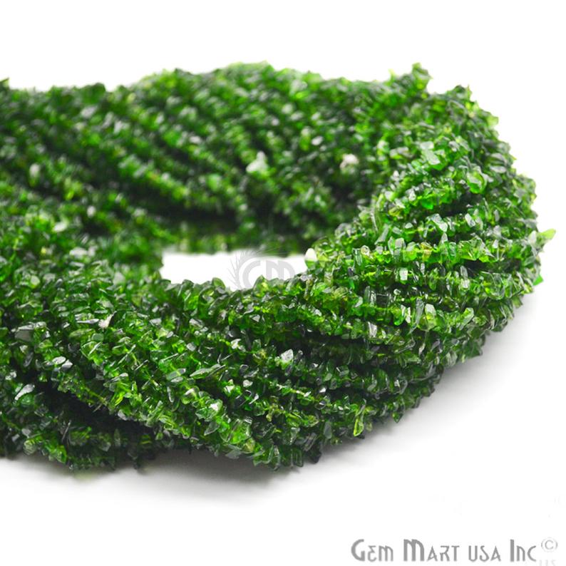 Chrome Diopside Natural Stone Smooth Chips 34 inches Full Strand (762208976943)