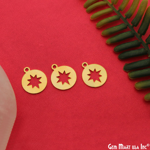 Round & Star Charm Laser Finding Gold Plated 20.25x16.8mm Charm For Bracelets & Pendants
