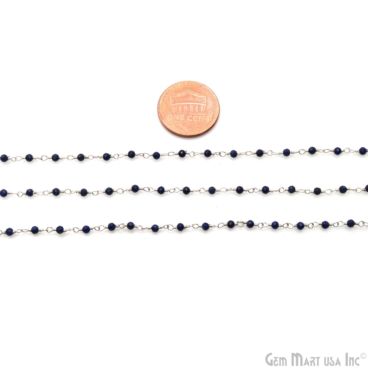 Lapis Lazuli Silver Plated Wire Wrapped Gemstone Beads Rosary Chain