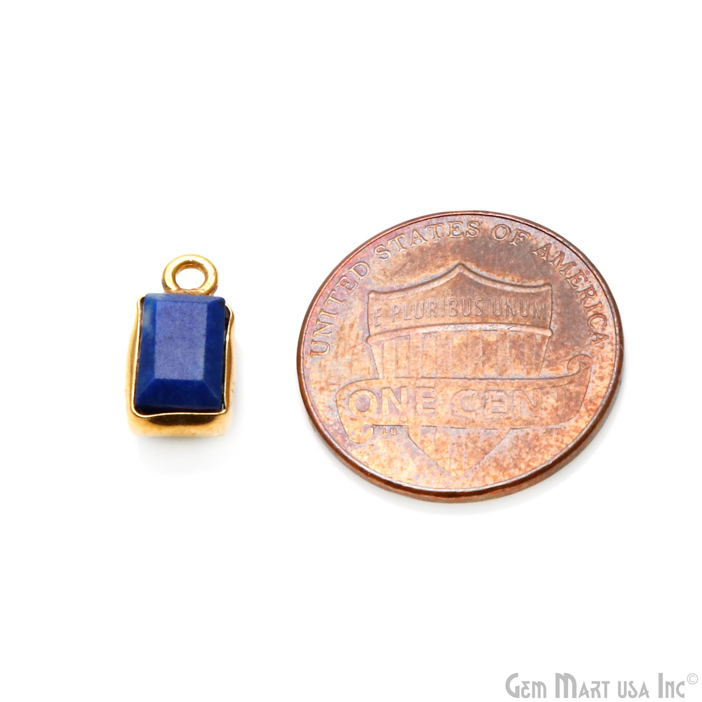 Sapphire Rectangle 11x6mm Gold Plated Single Bail Gemstone Connector