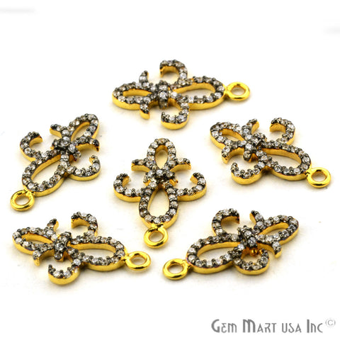 Fleur de lis' CZ Pave Gold Vermeil Charm for Bracelet & Pendants - GemMartUSA