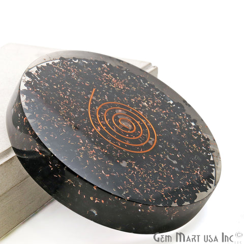 Black Tourmaline Healing Stone Plate , Tourmaline Meditation Stone, Home Decor 80MM - GemMartUSA