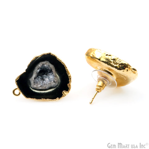 DIY Geode Druzy 25x19mm Gold Electroplated Loop Connector Studs Earrings