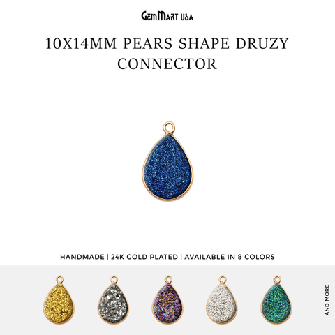 Titanium Druzy 10x14mm Pears Gold Single Bail Bezel Gemstone Connector