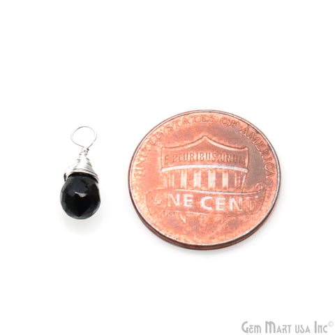 Black Onyx Drop 7x5mm Silver Wire Wrapped Connector